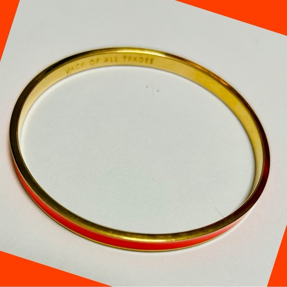 Kate Spade Orange/Coral Enamel "Jack Of All Trades" Bangle Bracelet Gold Tone - Picture 6 of 6